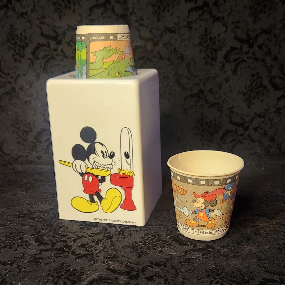 Vintage Mickey Mouse Paper Cup Dispenser 1986